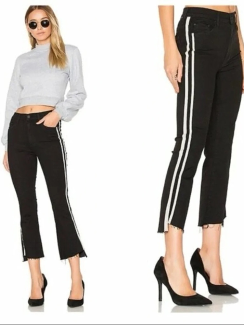 NWOT MOTHER Insider Crop Step Fray Jeans in Guilty Racer (Black)